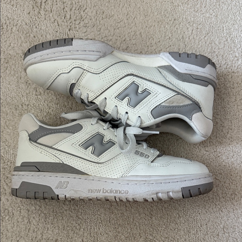 New Balance 550 White and Gray Athletic Shoes